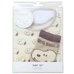 Japan Peanuts Bib & Socks Set - Snoopy : Big Smile