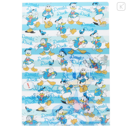 Japan Disney A4 Clear File Holder - Donald Duck : Blue Stripe - 1