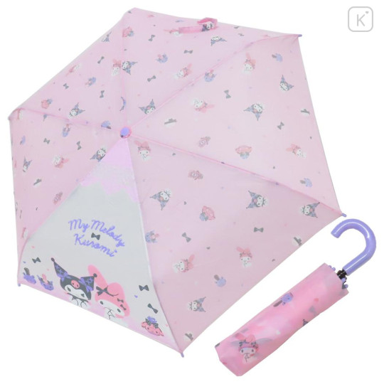 Japan Sanrio Folding Umbrella - My Melody & Kuromi / Beauty Pink - 1