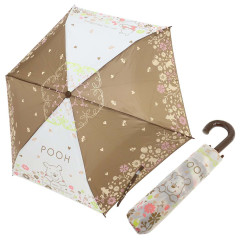Japan Disney Folding Umbrella - Pooh / Flora Brown