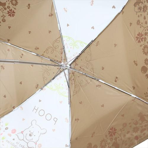 Japan Disney Folding Umbrella - Pooh / Flora Brown - 4