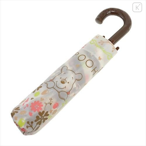 Japan Disney Folding Umbrella - Pooh / Flora Brown - 5