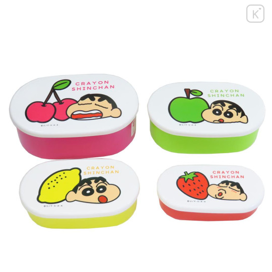 Japan Crayon Shin-chan Nesting Food Storage Container 4pcs Set - Colorful Fruits - 1