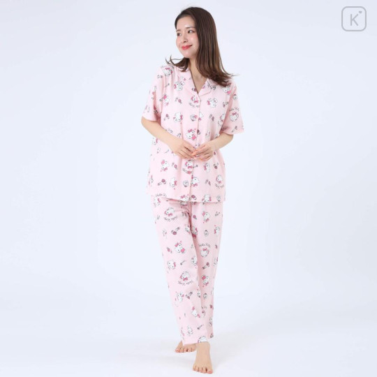 Japan Sanrio Short Sleeve Shirt Pajamas (M) - Hello Kitty / Baby Pink - 1