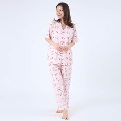 Japan Sanrio Short Sleeve Shirt Pajamas (M) - Hello Kitty / Baby Pink