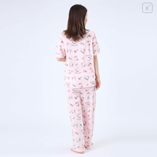 Japan Sanrio Short Sleeve Shirt Pajamas (M) - Hello Kitty / Baby Pink - 3