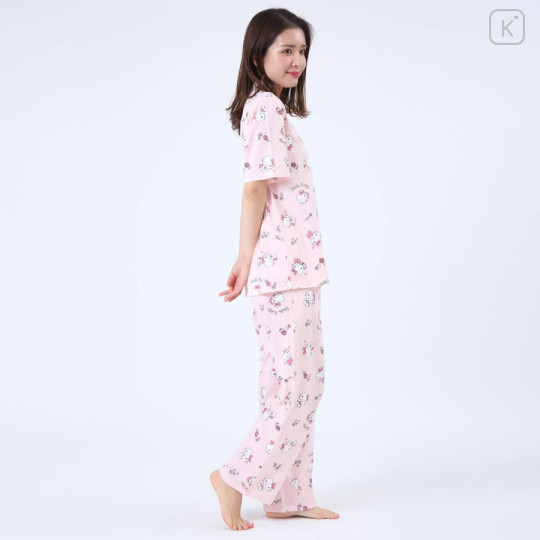 Japan Sanrio Short Sleeve Shirt Pajamas (M) - Hello Kitty / Baby Pink - 4