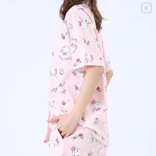 Japan Sanrio Short Sleeve Shirt Pajamas (L) - Hello Kitty / Baby Pink - 6