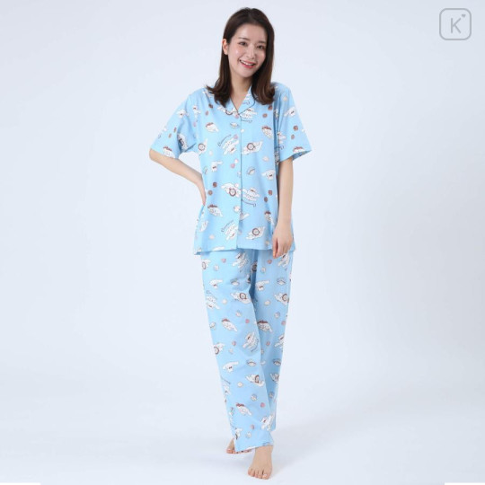 Japan Sanrio Short Sleeve Shirt Pajamas (M) - Cinnamoroll / Turquoise - 1