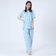 Japan Sanrio Short Sleeve Shirt Pajamas (M) - Cinnamoroll / Turquoise