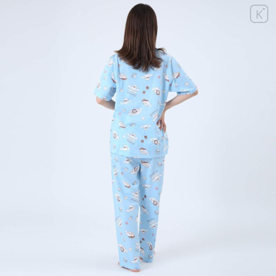 Japan Sanrio Short Sleeve Shirt Pajamas (M) - Cinnamoroll / Turquoise - 3