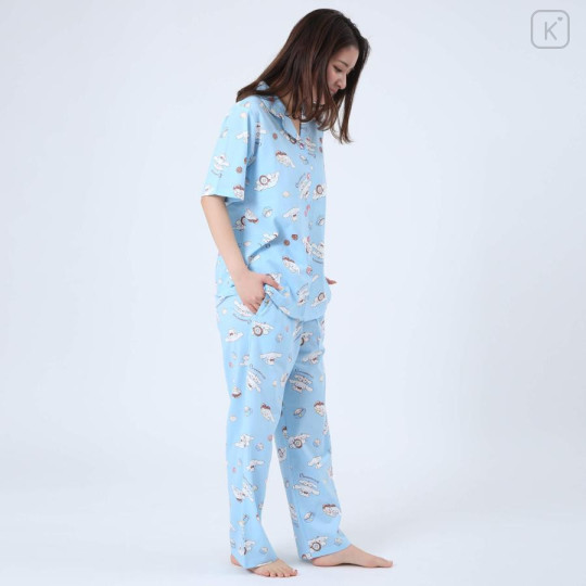 Japan Sanrio Short Sleeve Shirt Pajamas (M) - Cinnamoroll / Turquoise - 4