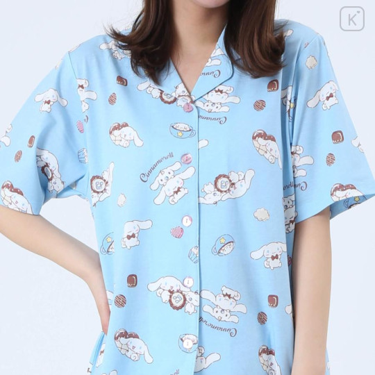 Japan Sanrio Short Sleeve Shirt Pajamas (M) - Cinnamoroll / Turquoise - 5