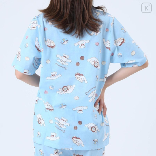 Japan Sanrio Short Sleeve Shirt Pajamas (M) - Cinnamoroll / Turquoise - 7