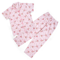 Japan Sanrio Short Sleeve Shirt Pajamas (M) - Marron Cream