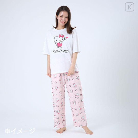 Japan Sanrio Short Sleeve Setup Shirt Pajamas (L) - Hello Kitty - 6