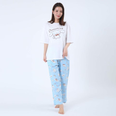 Japan Sanrio Short Sleeve T-shirt Pajamas (M) - Cinnamoroll / White & Turquoise