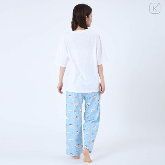 Japan Sanrio Short Sleeve T-shirt Pajamas (M) - Cinnamoroll / White & Turquoise - 3