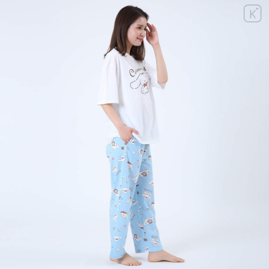 Japan Sanrio Short Sleeve T-shirt Pajamas (M) - Cinnamoroll / White & Turquoise - 4