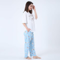 Japan Sanrio Short Sleeve T-shirt Pajamas (M) - Cinnamoroll / White & Turquoise - 4