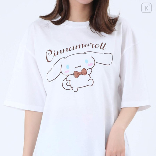 Japan Sanrio Short Sleeve T-shirt Pajamas (M) - Cinnamoroll / White & Turquoise - 5