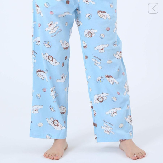 Japan Sanrio Short Sleeve T-shirt Pajamas (M) - Cinnamoroll / White & Turquoise - 7