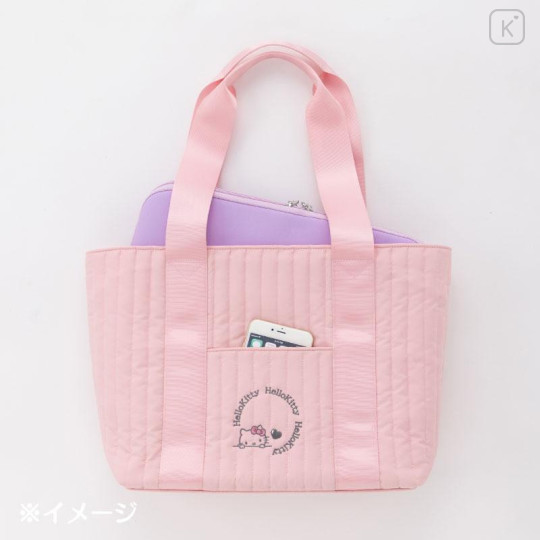 Japan Sanrio Original Quilted Tote Bag (M) - Kuromi - 5