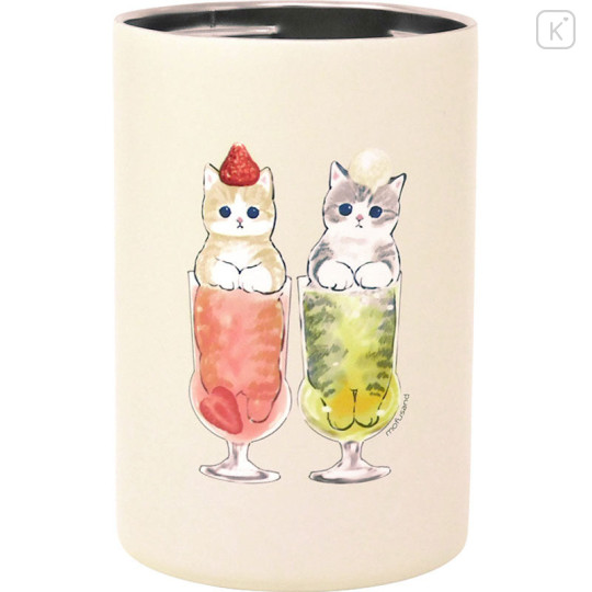 Japan Mofusand Insulated Stainless Steel Tumbler & Can holder - Cat / Parfait - 1