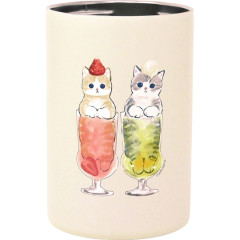 Japan Mofusand Insulated Stainless Steel Tumbler & Can holder - Cat / Parfait