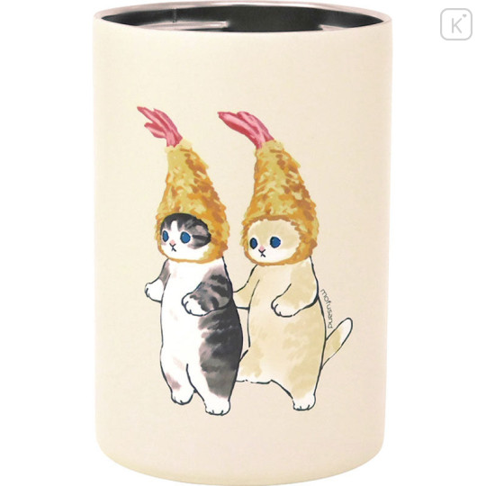 Japan Mofusand Insulated Stainless Steel Tumbler & Can holder - Cat / Fried Shrimp - 1