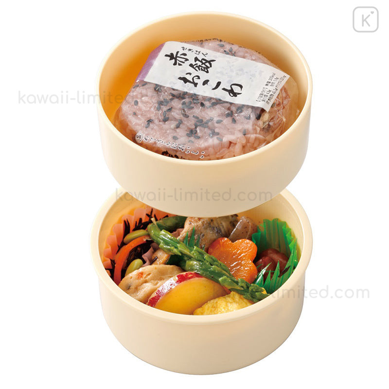 Japan Mofusand 2-Tier Round Lunch Box - Cat : Fried Shrimp Pink