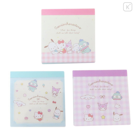 Japan Sanrio Mini Notepad 3pcs Set - Characters / Talk About Fun Things - 1