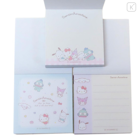 Japan Sanrio Mini Notepad 3pcs Set - Characters / Talk About Fun Things - 3