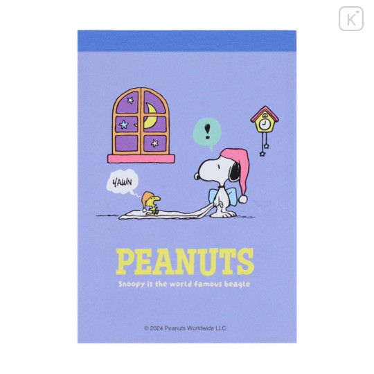 Japan Peanuts Mini Notepad - Snoopy & Woodstock / Good Night - 1