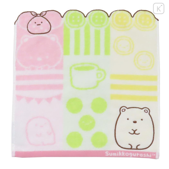 Japan San-X Jacquard Hand Towel Handkerchief - Sumikko Gurashi / Shirokuma Tea Time - 1