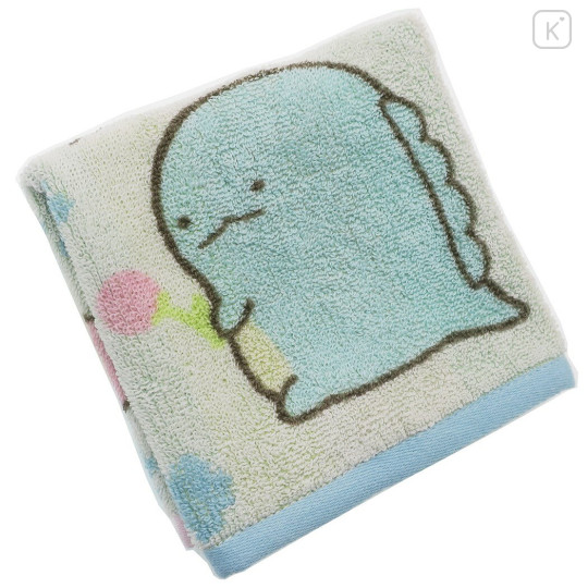 Japan San-X Jacquard Hand Towel Handkerchief - Sumikko Gurashi / Tokage Rose - 2