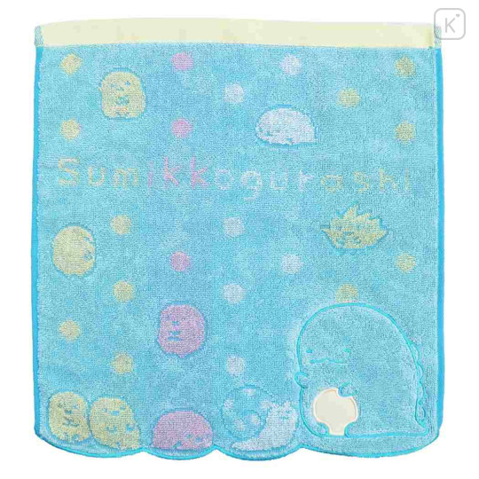 Japan San-X Jacquard Mini Towel Handkerchief - Sumikko Gurashi / Blue - 1