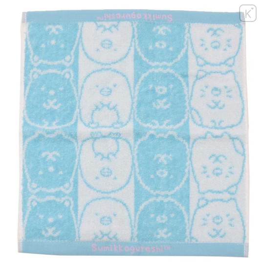 Japan San-X Jacquard Mini Towel Handkerchief - Sumikko Gurashi / Blue Stripe - 1