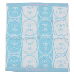 Japan San-X Jacquard Mini Towel Handkerchief - Sumikko Gurashi / Blue Stripe