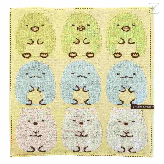 Japan San-X Jacquard Hand Towel Handkerchief - Sumikko Gurashi / Yellow - 1