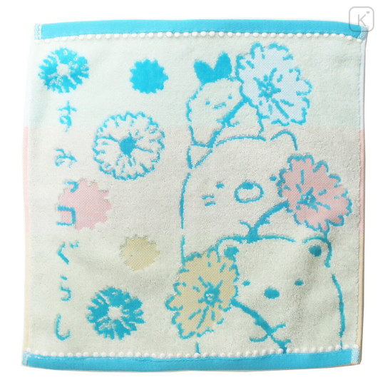 Japan San-X Jacquard Hand Towel Handkerchief - Sumikko Gurashi / Neko & Shirokuma - 1