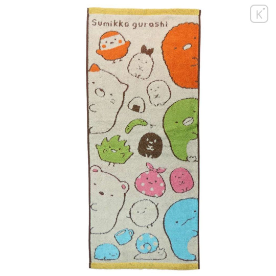 Japan San-X Jacquard Face Towel - Sumikko Gurashi / Light Brown - 1