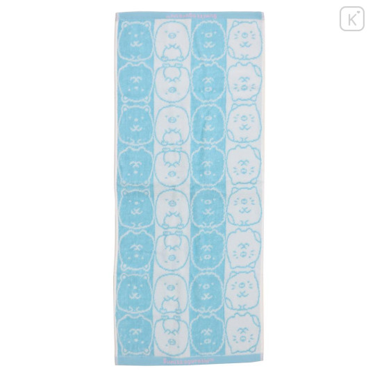 Japan San-X Jacquard Face Towel - Sumikko Gurashi / Blue Stripe - 1