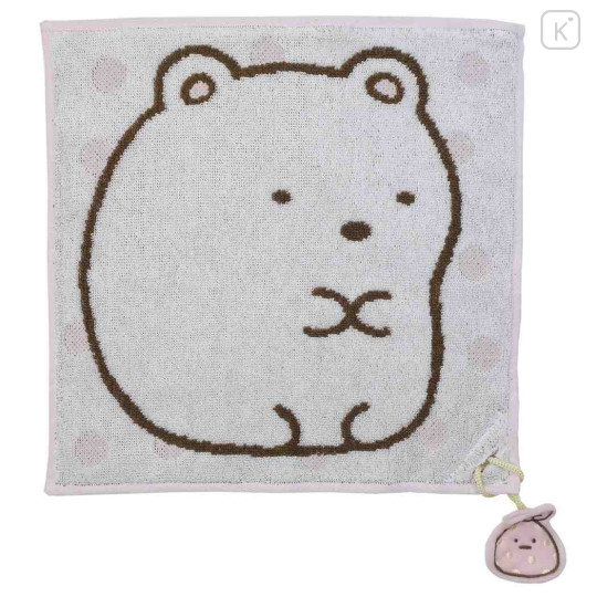 Japan San-X Jacquard Mini Towel Handkerchief - Sumikko Gurashi / Shirokuma Dot - 1