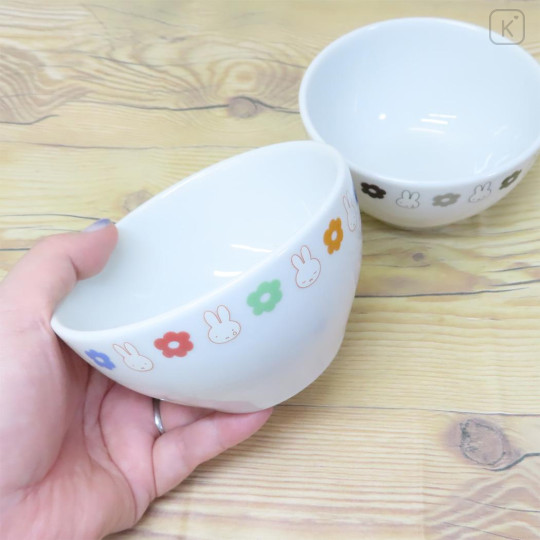 Japan Miffy Porcelain Rice Bowl - White & Grey - 2