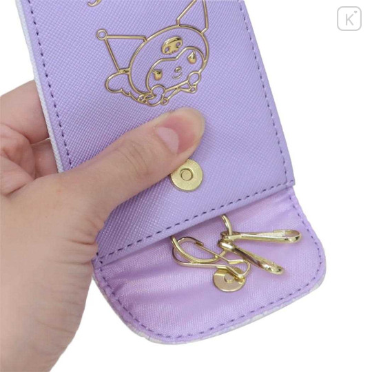 Japan Sanrio Key Case with Reel - Kuromi / In Style Gold - 3