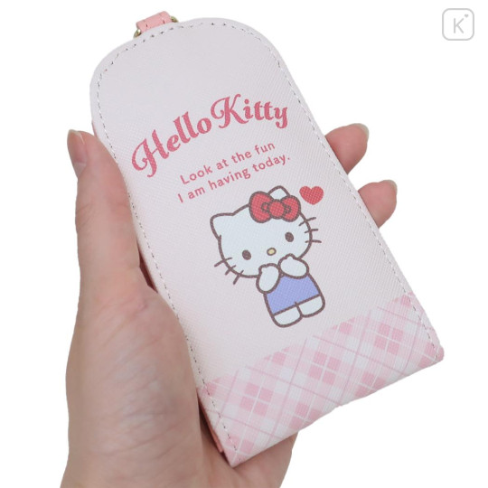 Japan Sanrio Key Case with Reel - Hello Kitty / In Style Gold - 2