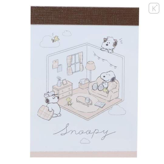 Japan Peanuts Mini Notepad - Snoopy / Cozy Room - 1