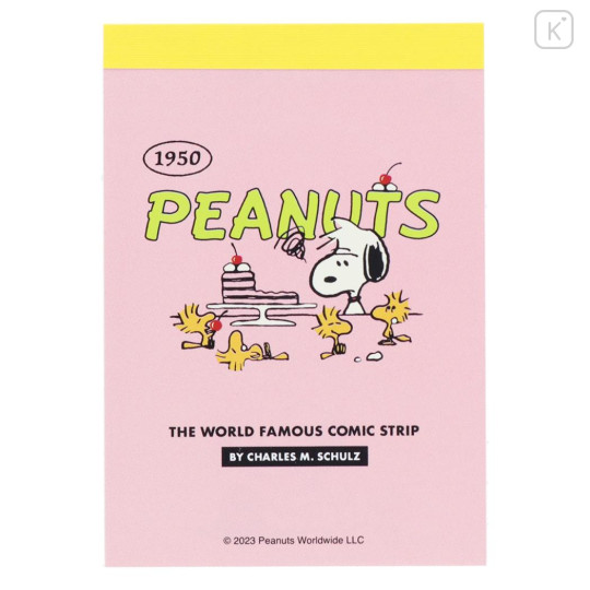 Japan Peanuts Mini Notepad - Snoopy & Woodstock / American Comic Pink - 1