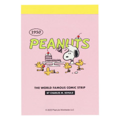 Japan Peanuts Mini Notepad - Snoopy & Woodstock / American Comic Pink
